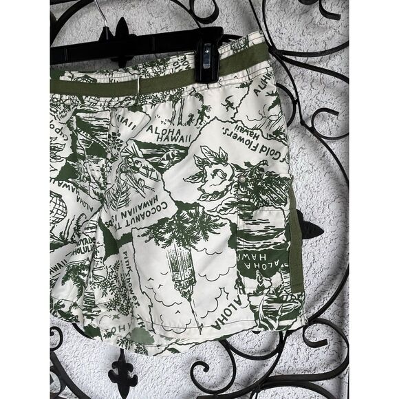 Tommy Bahama Aloha Print Women Swim Shorts - Size Small - Green/Iivory - Picture 3 of 5